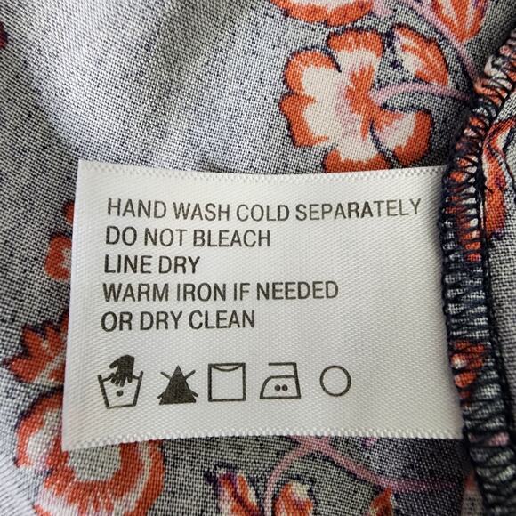 Orvis Silk Shirt S Blue Floral Long Sleeve Button Lightweight Preppy Coastal - Picture 9 of 11